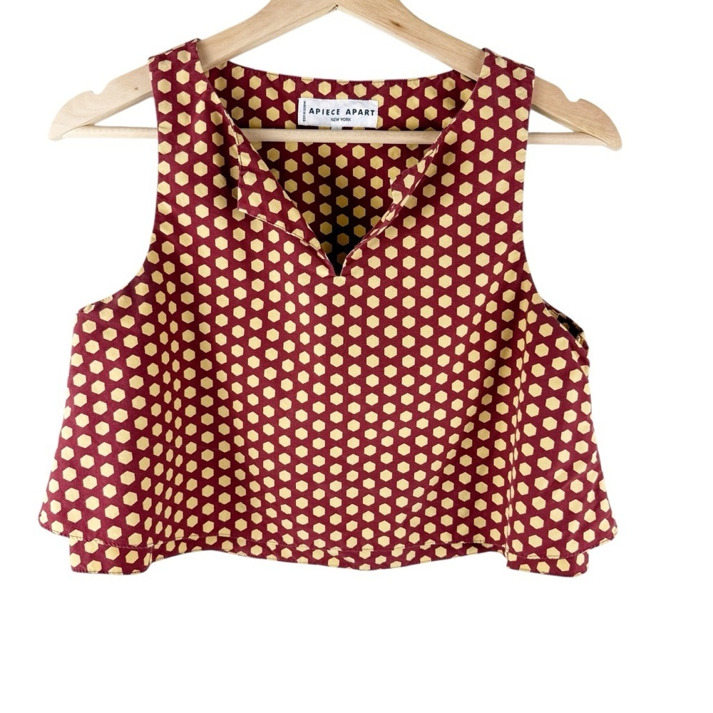 Apiece Apart cropped polka dot Silk Blend Top Size 4